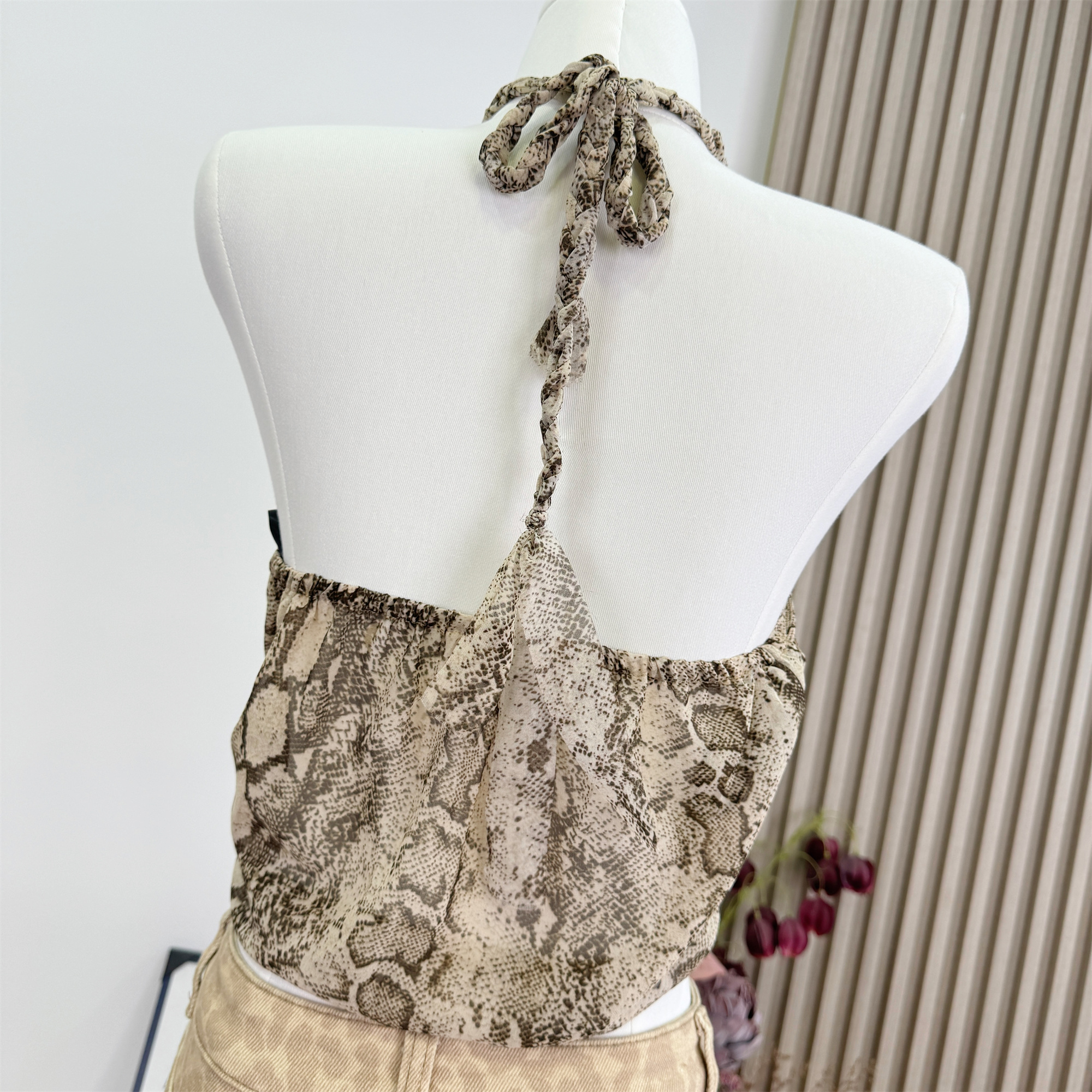 Women's Leopard Print Halter Cami Top Sexy Cropped Tank - Image 4