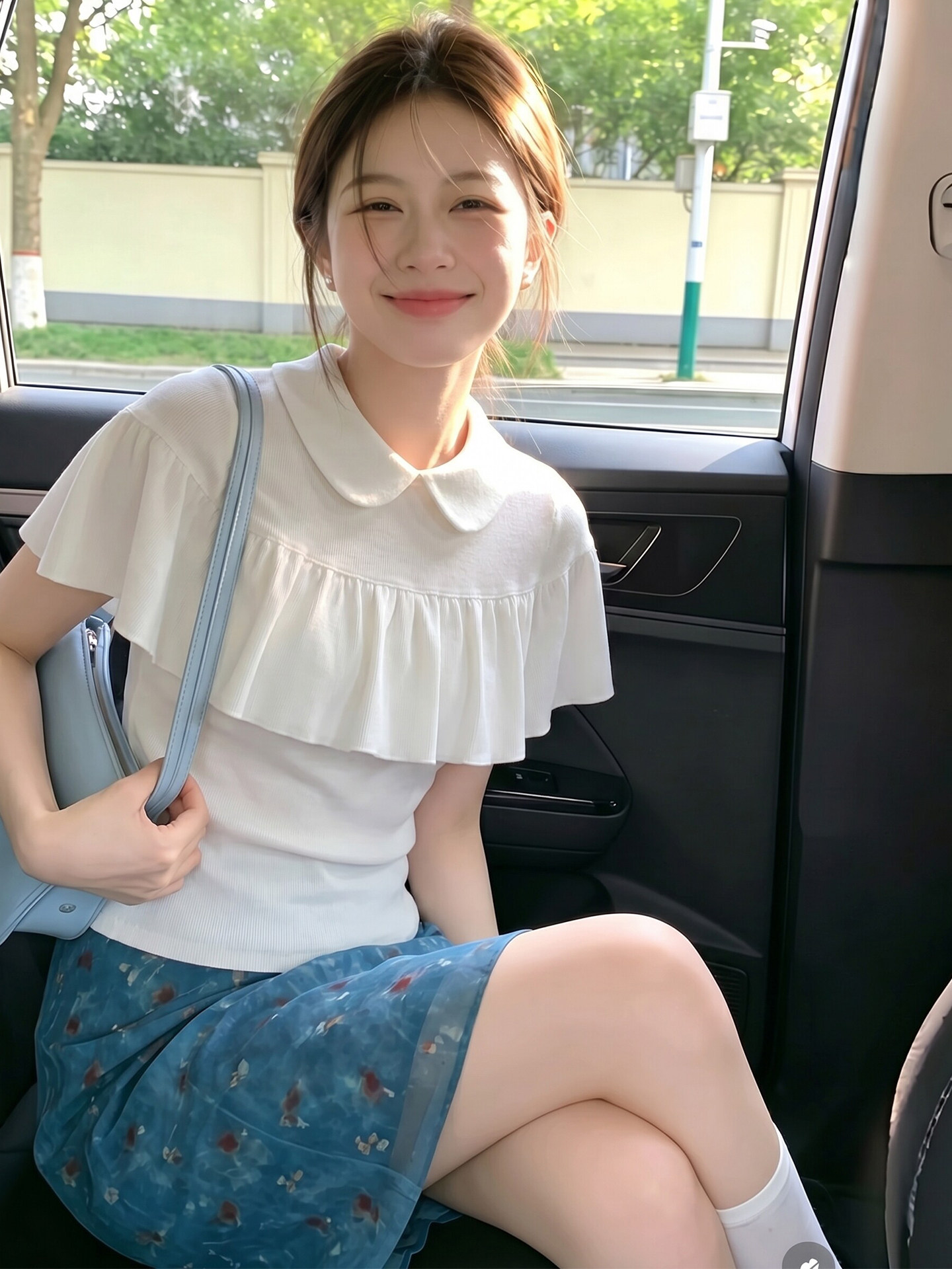 High-Quality White Doll Collar Ruffle Short-Sleeve T-Shirt for Women Summer French Style