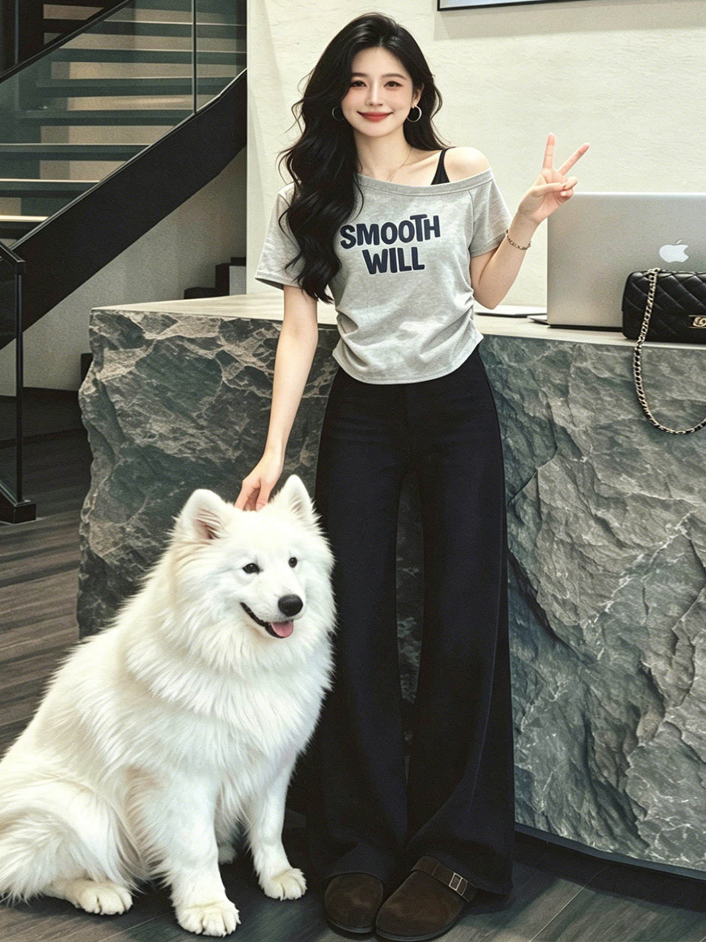 Women's Gray Letter Print Off-Shoulder Short Sleeve T-Shirt 2026 Summer Fake Two-Piece Pleated Slimming Top - Image 2