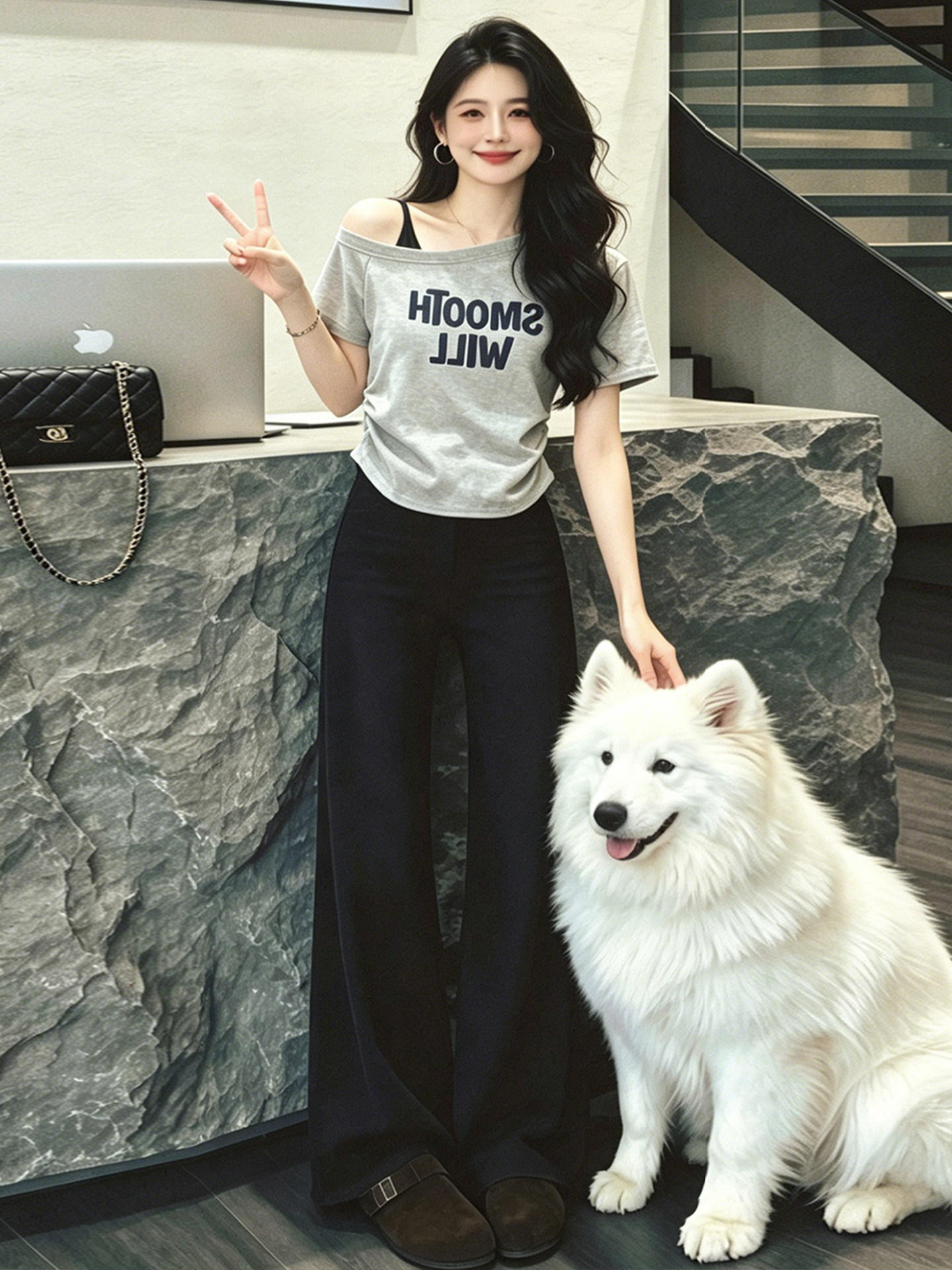 Women's Gray Letter Print Off-Shoulder Short Sleeve T-Shirt 2026 Summer Fake Two-Piece Pleated Slimming Top - Image 4