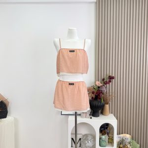 Kubiliv Tencel-Look Two-Piece Mesh Camisole and Short Skirt Set