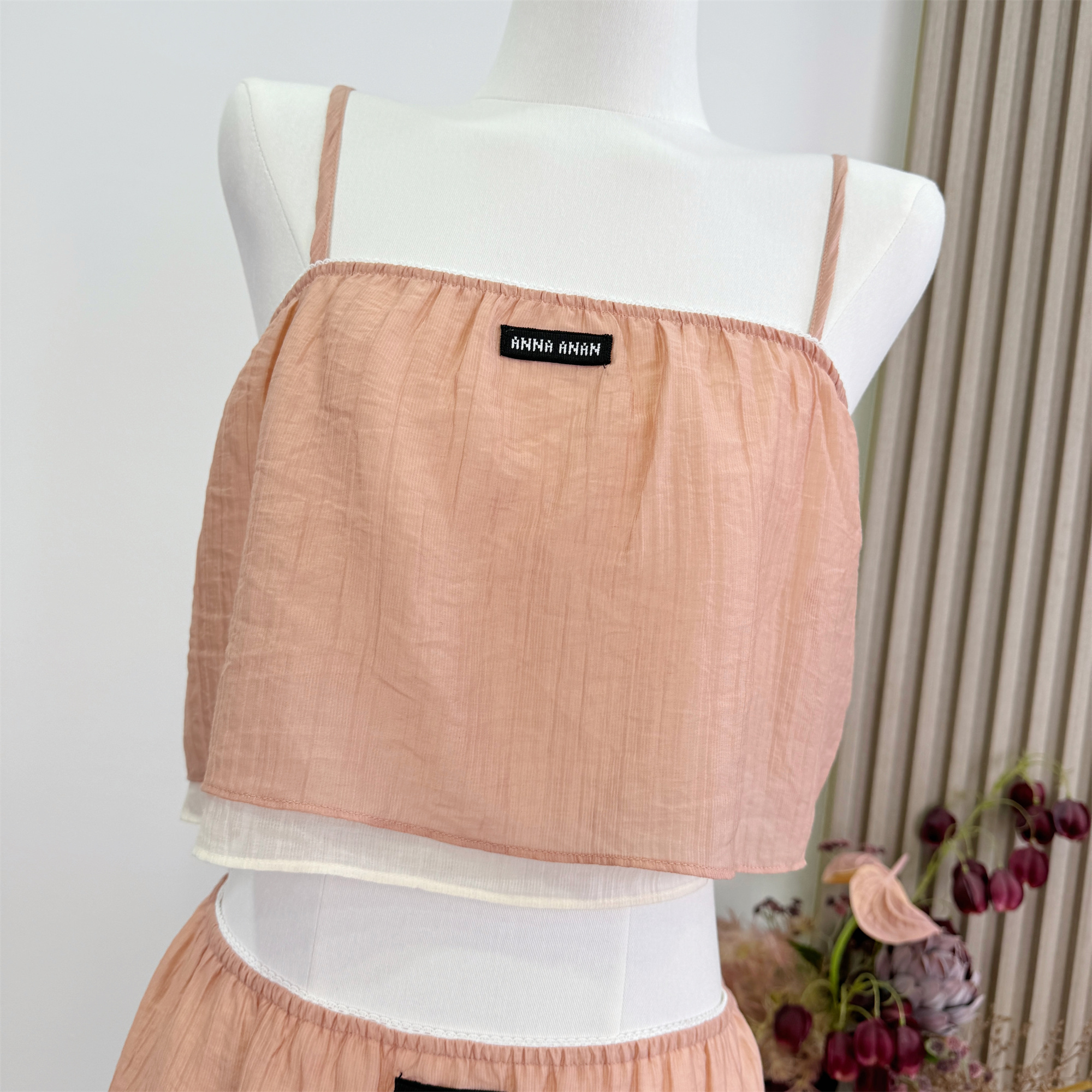 Kubiliv Tencel-Look Two-Piece Mesh Camisole and Short Skirt Set - Image 2