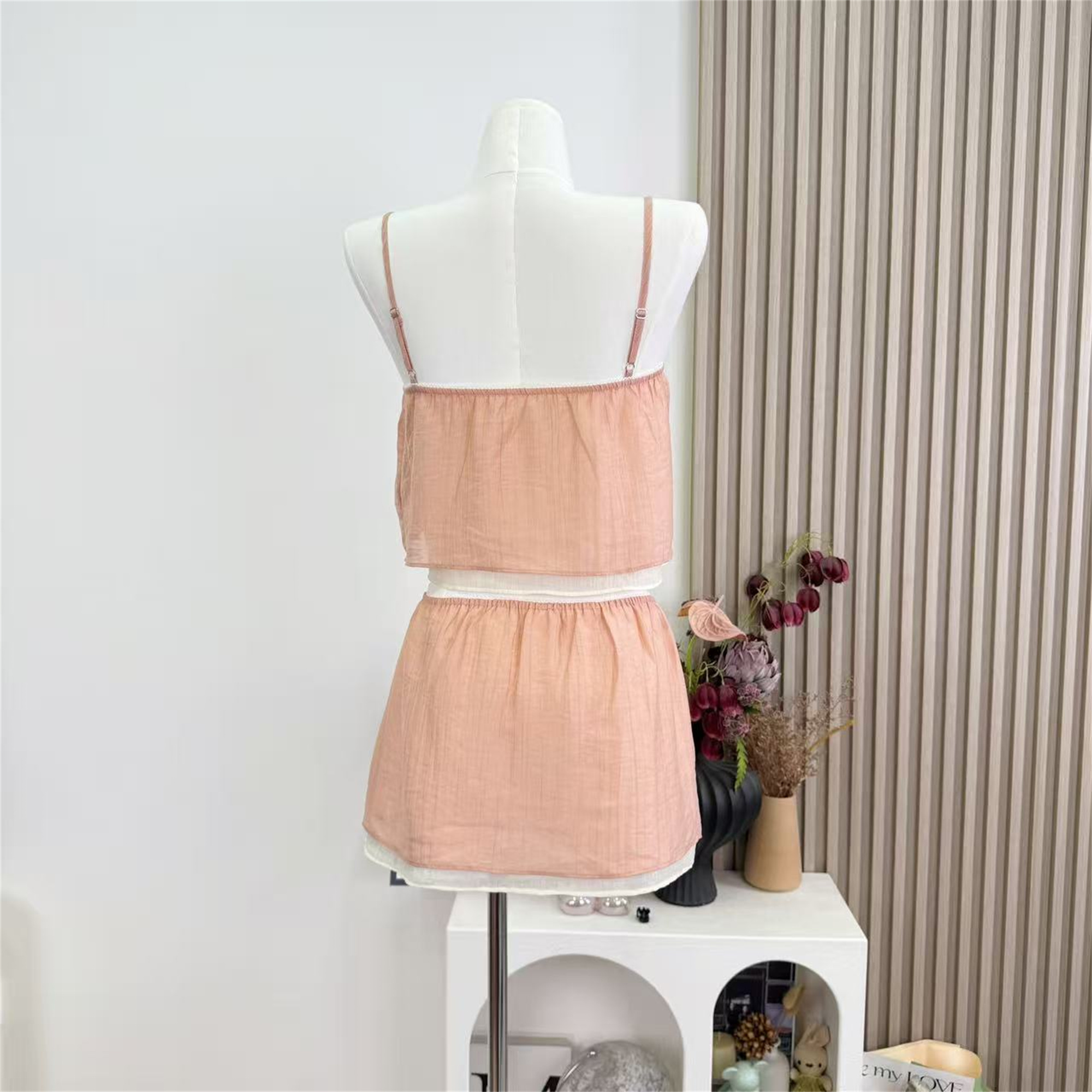 Kubiliv Tencel-Look Two-Piece Mesh Camisole and Short Skirt Set - Image 4