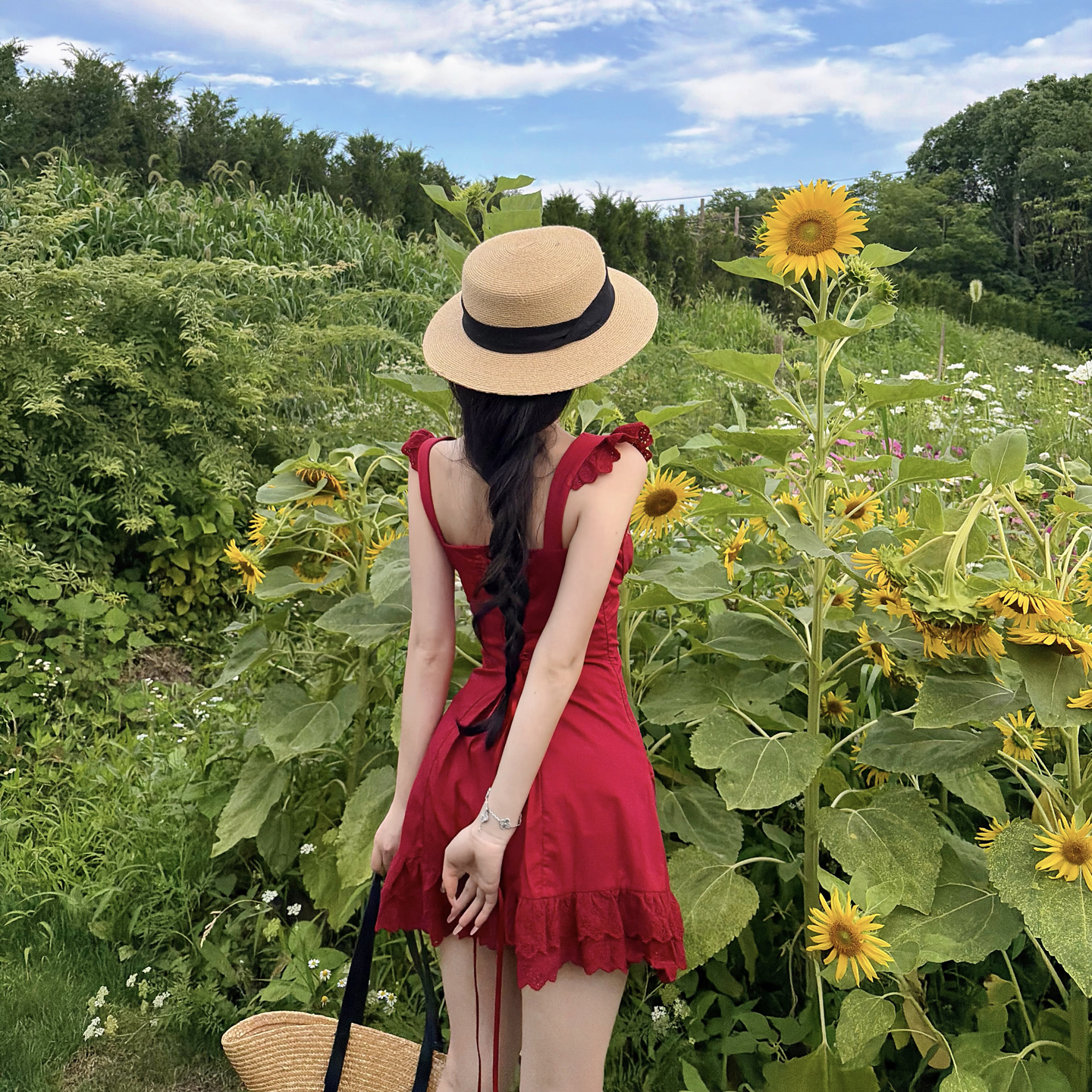 Wine-Stained Rose Red Sleeveless A-Line Mini Dress for Women Summer Vacation - Image 4
