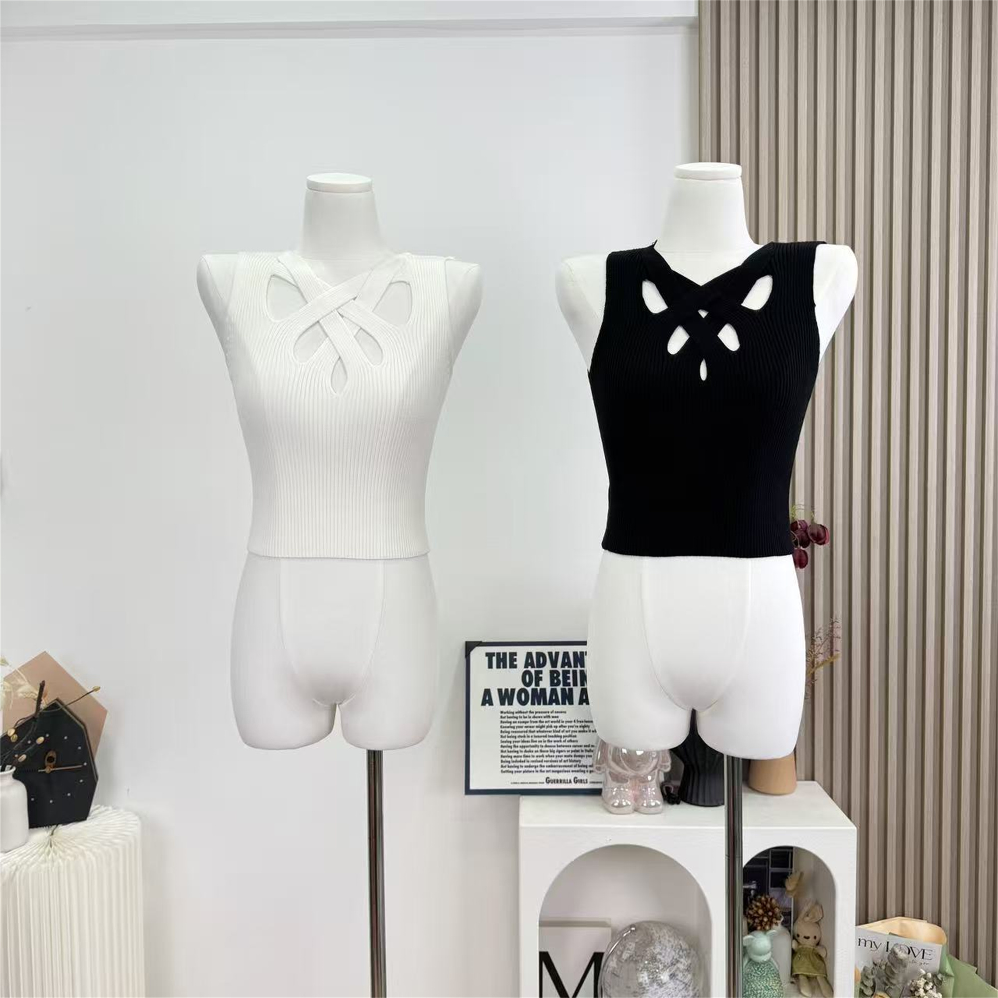 Slim Fit Halter Knit Crop Cami Top with Cutout Detail - Image 5