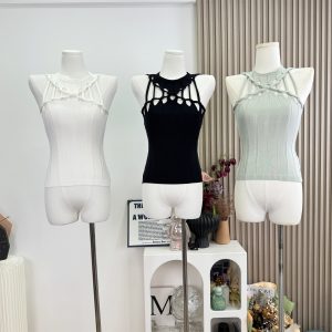 Kikimy Light Mint Halter Neck Cutout Knit Cami Top