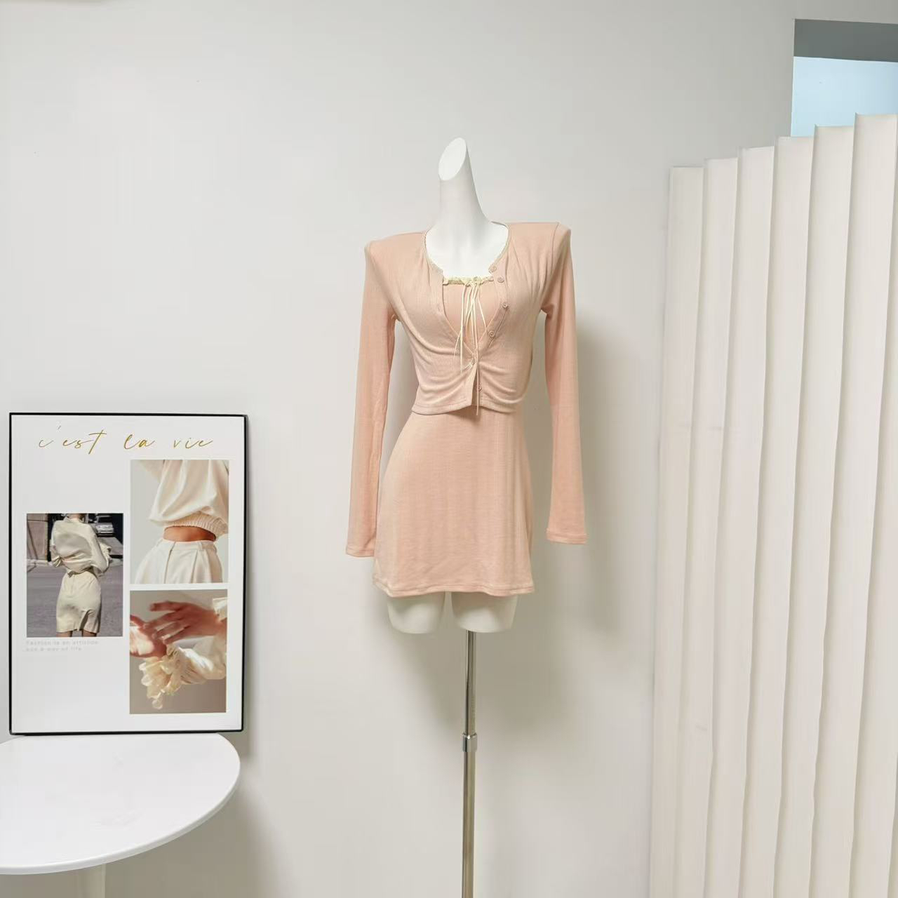 Hotdog Two-Piece Sun Protection Cardigan and Lace Cami Dress Set for Women - Image 3