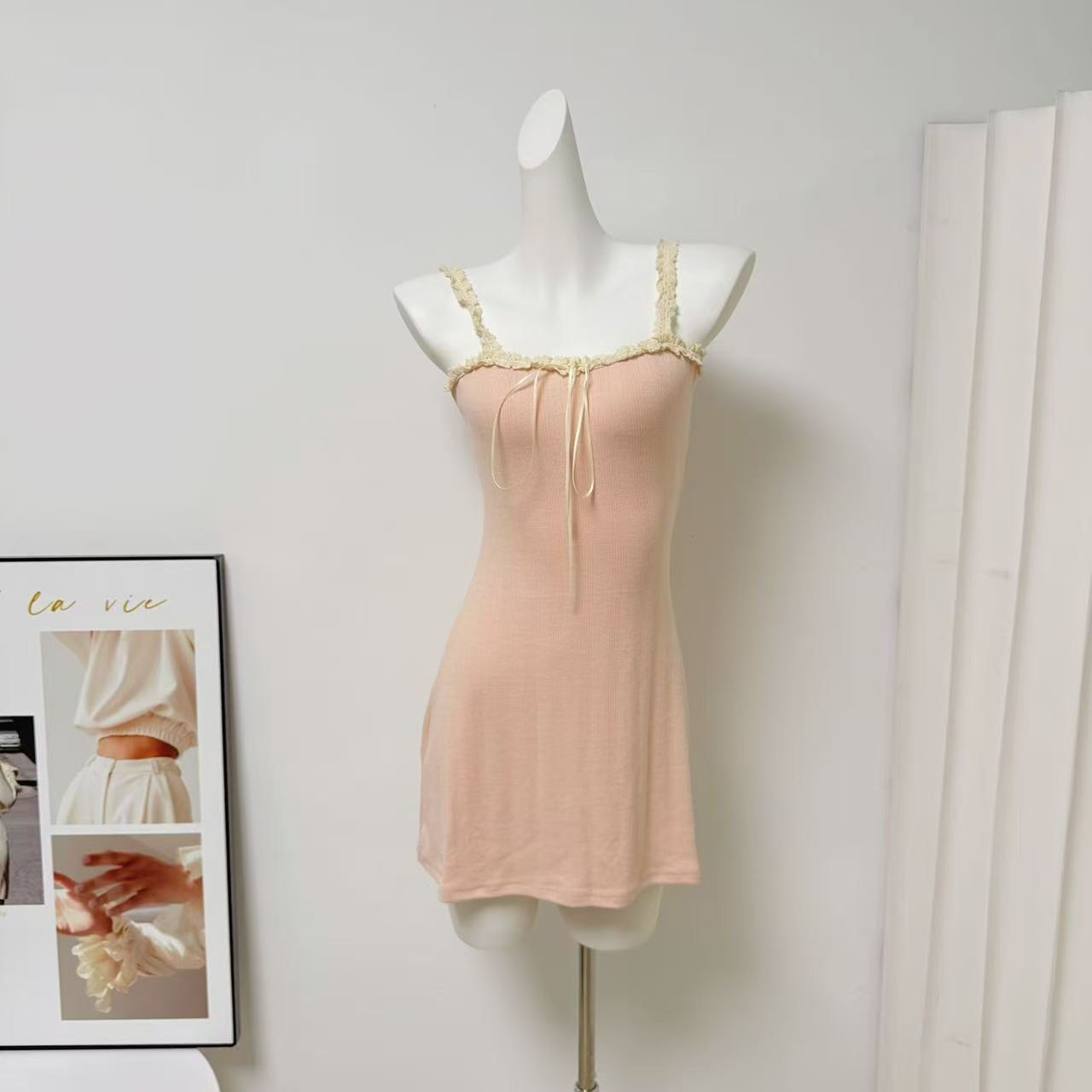 Hotdog Two-Piece Sun Protection Cardigan and Lace Cami Dress Set for Women - Image 4