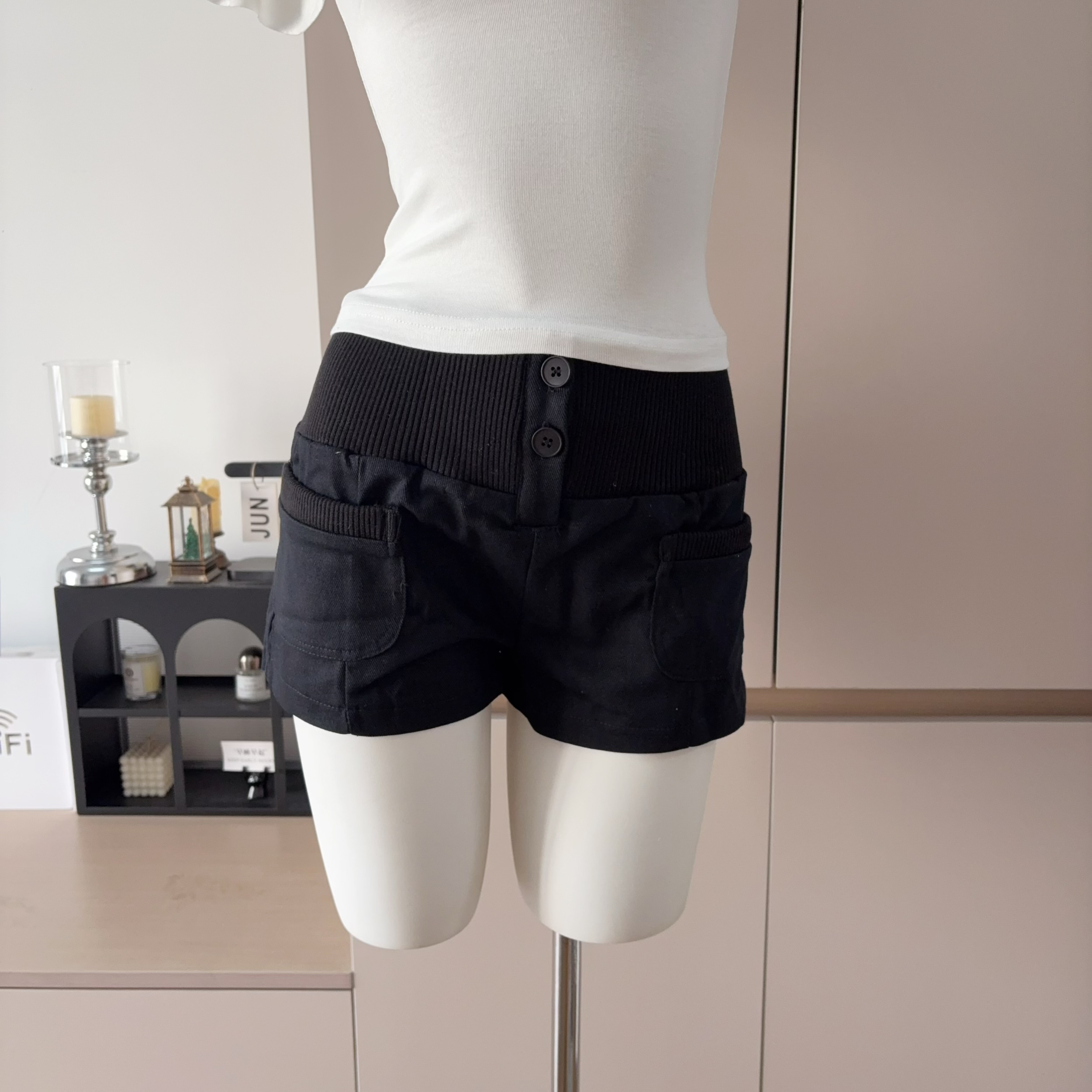 Women's Summer Slim Fit Short Sleeve Top and High Waist Straight Shorts Two Piece Set - Image 4