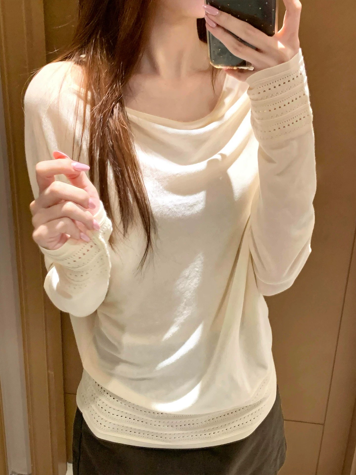 French Style Hollow Out Long Sleeve Knit Sweater for Women 2026 Early Autumn Lazy Elegant Loose Top - Image 4