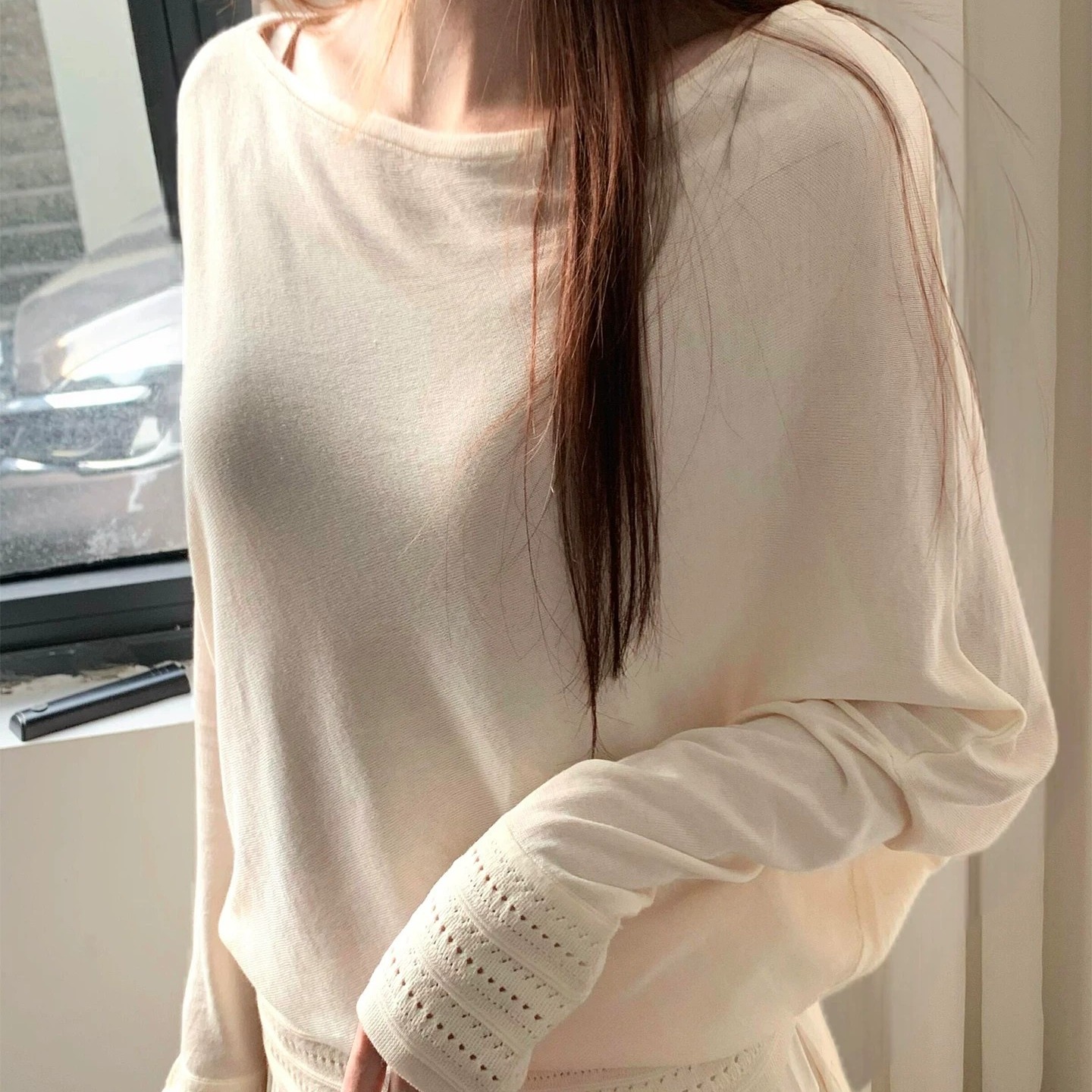 French Style Hollow Out Long Sleeve Knit Sweater for Women 2026 Early Autumn Lazy Elegant Loose Top - Image 5