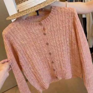 Grapefruit Soda Soft Polo Neck Cable Knit Base Layer Women Autumn Pullover Sweater