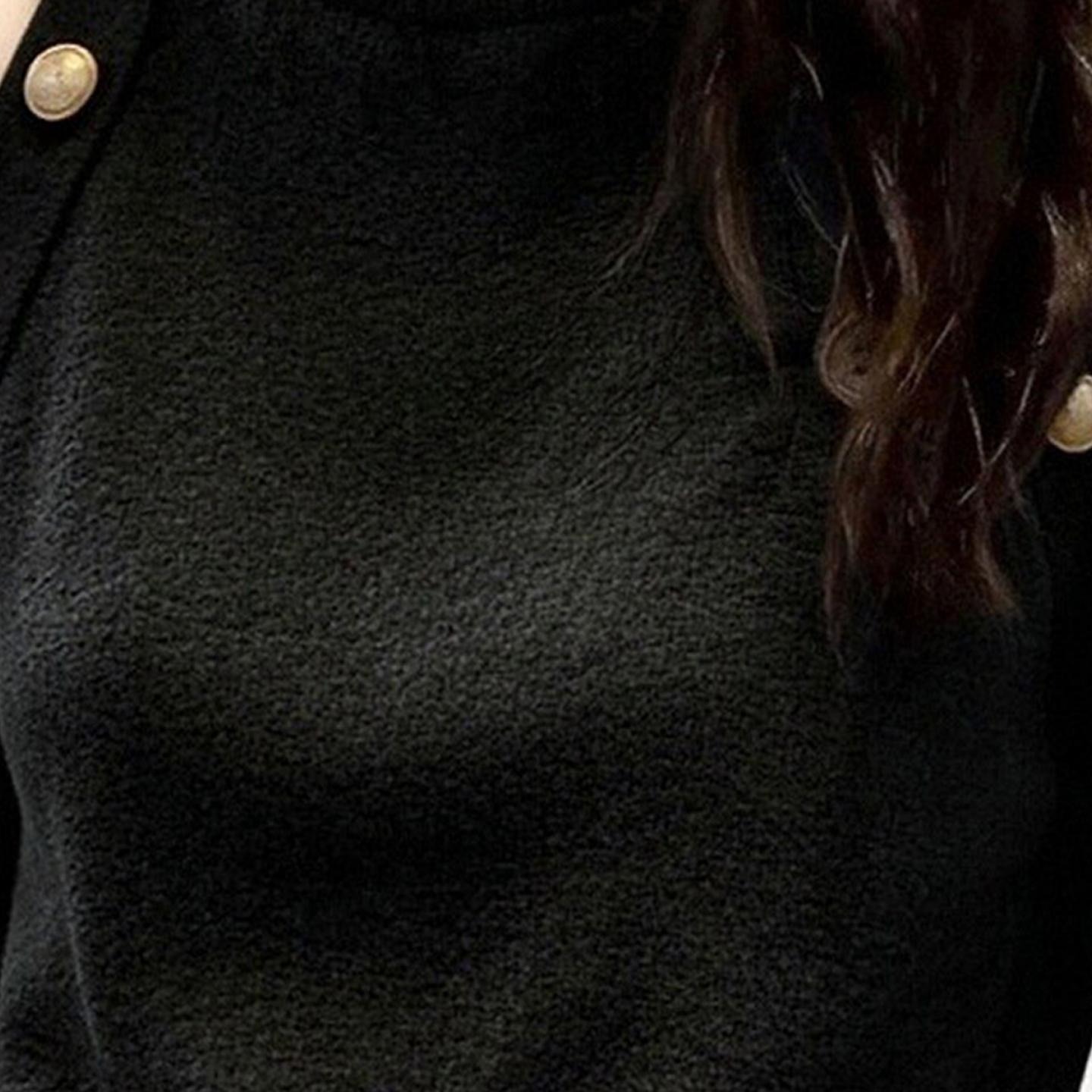 Black Stand Collar Off-Shoulder Knit Top for Women Fall 2026 - Image 5